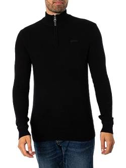 Superdry Herren Essential Emb Knit Henley T-Shirt, schwarz, XXL von Superdry