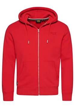 Superdry Herren Essential Logo Zip Hoodie Sweatshirt, Rouge Rot, XL von Superdry