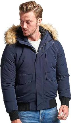 Superdry Herren Everest Hooded Puffer Bomber Baby Jacke, Nordic Chrome Navy, L von Superdry