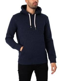 Superdry Herren Hoodie mit geprägtem Vintage-Logo Superplus Blau-Schwarz Gesprenkelt XXL von Superdry