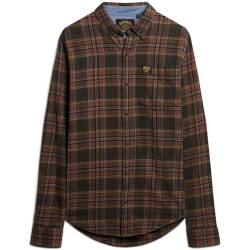 Superdry Herren L/S Cotton Lumberjack T-Shirt, Drayton Check Olive, L von Superdry