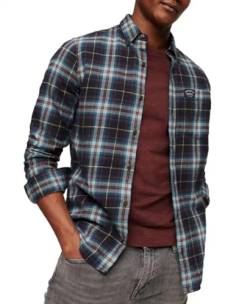 Superdry Herren L/S Cotton Lumberjack T-Shirt, Mehrfarbig (Drayton Check Navy 2), L von Superdry