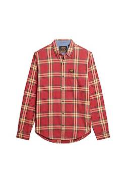 Superdry Herren L/S Cotton Lumberjack T-Shirt, Mehrfarbig (Drayton Check Red), L von Superdry