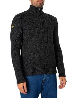 Superdry Herren Strickpullover aus Draht Polo-Pullover, Kohlegrau/Schwarz (Charcoal Black, Medium von Superdry