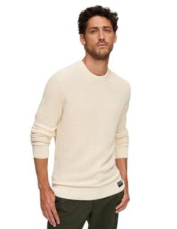 Superdry Herren Textured Crew Knit Jumper Sweatshirt, Ecru Heather, X-Large von Superdry