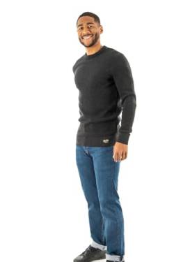 Superdry Herren Textured Crew Knit Jumper T-Shirt, Raven Black Heather, XX-Large von Superdry