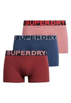 Superdry Herren Trunk Triple Pack Boxershorts, Berry Red Marl/Mid Red Grit/Dark Indigo Blue Marl, von Superdry