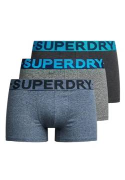Superdry Herren Trunk Triple Pack Boxershorts, Rvn Blck MRL/Krst Mega GRT/Frstd NVY GRT, von Superdry