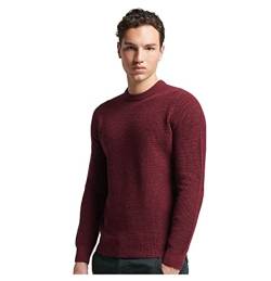 Superdry Herren Vintage Textured Crew Knit Kapuzenpullover, Red Heather, XXL von Superdry