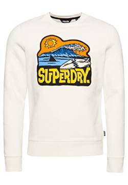 Superdry Herren Vintage Travel Sticker Sweatshirt mit Rundhalsausschnitt Wüste Knochen-Wollweiß L von Superdry