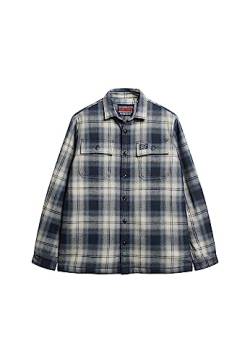 Superdry Herren Wool Miller Overshirt Jacke, Roderick Check Dunkelblau, Small von Superdry