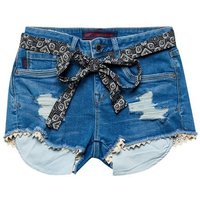 Superdry Jeansshorts Superdry Damen Shorts LACE HOT SHORT Mid Indigo Destroy Mittelblau von Superdry