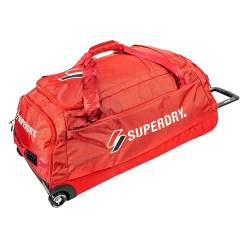 Superdry Leichte Reisetasche mit Rollen, Duffle mit langlebigen, auf Stress getesteten, austauschbaren Pro Skate-Rädern, rot, Large 30", Koffer von Superdry