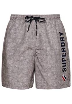 Superdry Mens Code APPLQUE 19INCH W2-Swim Shorts, Silver Grey Grit, Medium von Superdry