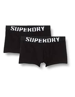 Superdry Mens DUAL Logo Double Pack Trunks, Black/Black Optic, Small von Superdry