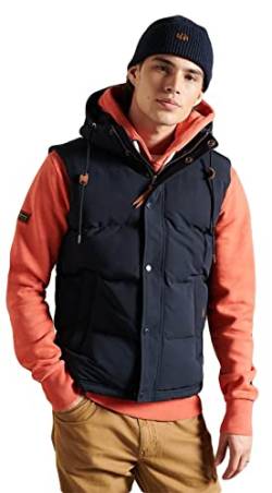 Superdry Mens Hooded Everest Gilet Down Vest, Eclipse Navy, S von Superdry