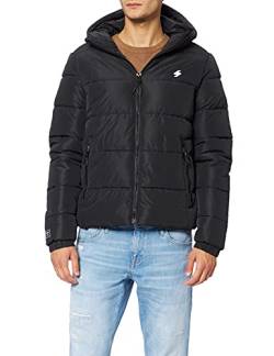 Superdry Mens Hooded Sports Puffer Jacket, Schwarz, XXL von Superdry