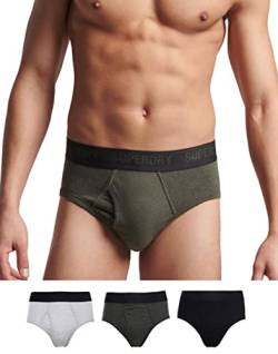 Superdry Mens Multi Triple Pack Briefs, Black/Olive/Grey, Large von Superdry