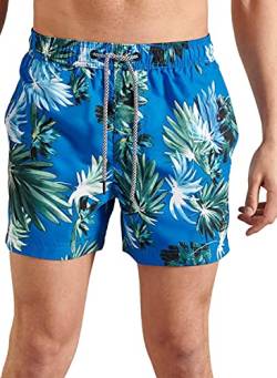 Superdry Mens SUPER 5s Beach Volley Board Shorts, Brush Palm Blue, M von Superdry