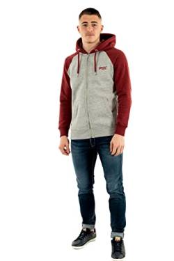 Superdry Mens VLE Baseball Ziphood Pullunder, Athletic Grey Marl/Rhubarb Marl, XS von Superdry