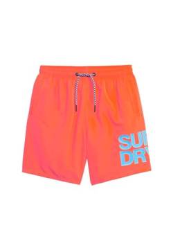 Superdry Herren 17" Sportswear Badeshorts aus recyceltem Material mit Logo Hyper Feuer Korallrot XXL von Superdry