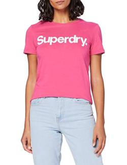 Superdry Womens CL Flock Tee T-Shirt, Hot Pink, S (Herstellergröße:10) von Superdry