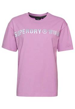 Superdry Womens Code CL LINEAR Loose Tee T-Shirt, Mid Lilac, S von Superdry