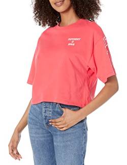 Superdry Womens Code CORE Sport Tee T-Shirt, Hyper Fire Coral, XS von Superdry