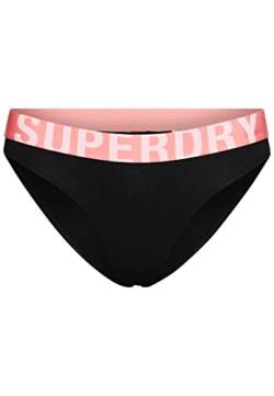 Superdry Womens Large Logo Bikini Brief Slip, Black/Fluro Coral, M von Superdry