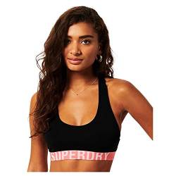 Superdry Womens Large Logo Crop Bralette Bustier, Black/Fluro Coral, L von Superdry