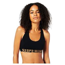 Superdry Womens Large Logo Crop Bralette Bustier, Black/Gold, L von Superdry