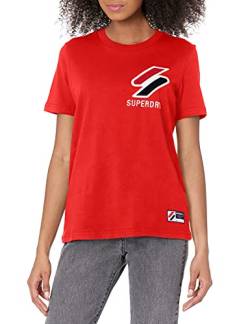 Superdry Womens Sportstyle Chenille Tee T-Shirt, Risk Red, L von Superdry