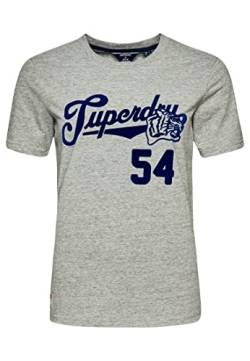 Superdry Womens Vintage Script Style COLL Tee T-Shirt, Athletic Grey Marl, M von Superdry
