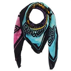 Superfreak® Baumwolltuch mit Keltischem Muster ° Tuch ° Schal ° 100x100 cm° Muster: Keltische Knoten und Figuren - schwarz/tie dye von Superfreak