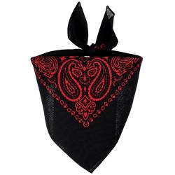 Superfreak Bandana Tuch - Paisley Muster 03 - schwarz - rot - quadratisches Kopftuch von Superfreak