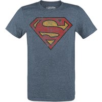 Superman - DC Comics T-Shirt - Logo - M bis XXL - für Männer - Größe L - blau meliert  - Lizenzierter Fanartikel von Superman