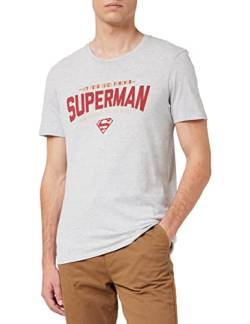 Superman Herren Mesupmsts100 T-Shirt, Grau meliert, L von Superman