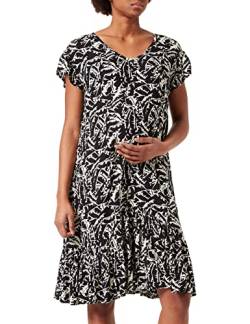 Supermom Damen Dress Short Sleeve Allover Print Leaf Kleid, Black-P090, XS von Supermom