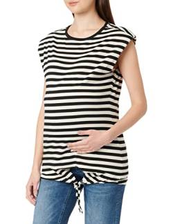 Supermom Damen Tee Sleeveless Stripe shoulderpads T-Shirt, Black-P090, S von Supermom