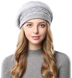 Alleza Barett Mütze Damen Baskenmütze Winter Strick Barett Wollmütze gefüttert mit Teddyfleece warm von Superora