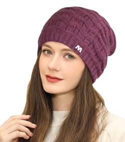 Superora Damen Hut Slouch Beanie Wintermütze Warme Strickmütze Grobstrick mit Doppelte Innenfutter von Superora