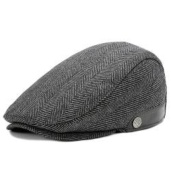 Superora Herren Schiebermütze Barett Cap Baumwolle Unisex Mütze 1920 Stil Herren-Schiebermütze Winter Warme Flat Cap mit Karomuster Baumwollmützen von Superora