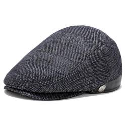 Superora Herren Schiebermütze Barett Cap Baumwolle Unisex Mütze 1920 Stil Herren-Schiebermütze Winter Warme Flat Cap mit Karomuster Baumwollmützen von Superora