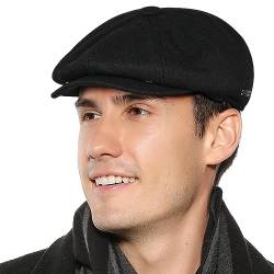 Superora Herren Schiebermütze Flatcap Mütze Cap Fischgräten Tweed Newsboy Cap Fischgrät von Superora