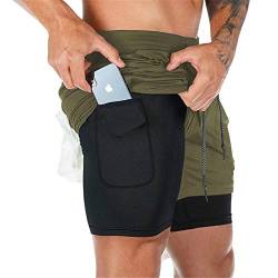 Superora Herren Sport Shorts Laufshorts 2 in 1 Kurze Running Sporthose Fitness Training Mit Eingebaut Taschen von Superora