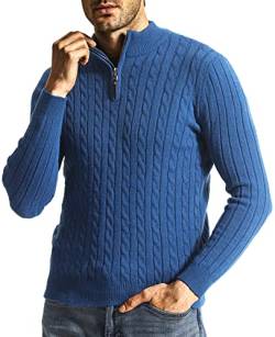 Superora Herren Stehkragen Pullover Basic Feinstrick Pullover mit 1/4 Reißverschluss Slim Fit Pulli Langarm Stretch Sweater für Männer von Superora