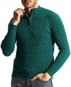 Superora Herren Stehkragen Pullover Basic Feinstrick Pullover mit 1/4 Reißverschluss Slim Fit Pulli Langarm Stretch Sweater für Männer von Superora