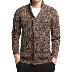 Superora Strickjacken für Herren Gestrickte Cardigan Schalkragen Warmer Slim-fit Strickjacke Knopfverschluss für Herbst Winter von Superora