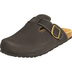 Supersoft Herren Hausschuhe Clogs Leder-Fußbett 176-002 in 2 Farben (47 EU, Black) von Supersoft