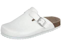 Supersoft Unisex Schuhe Arzt Praxis Clogs Pantoletten in Weiß mit Lederfußbett (Numeric_40) von Supersoft